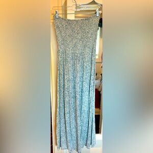 Patrons of Peace high-low, layered Maxi Dress- blue/white: size M